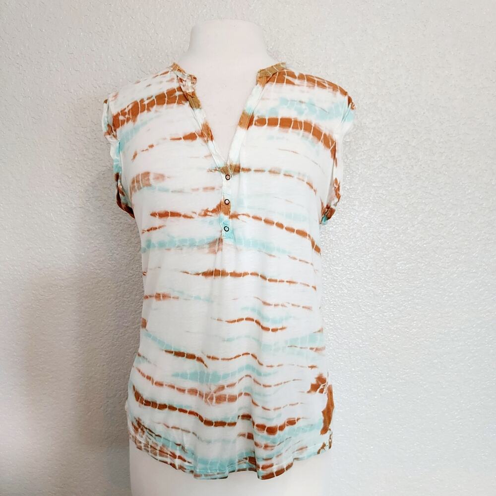 Young Fabulous & Broke Mint Green & Brown Tie Dye Top Size M